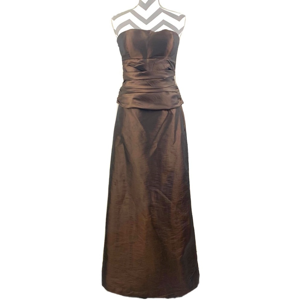 Bill Levkoff Iridescent Brown Strapless 2-Piece Skirt & Top - Size 8